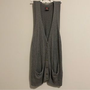 Aritzia Tna Light Gray Wool Button Up Sweater Vest